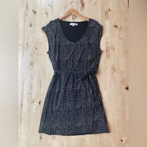 Ann Taylor Loft Women's Blouson Dress Faux Wrap Black & White Size Large